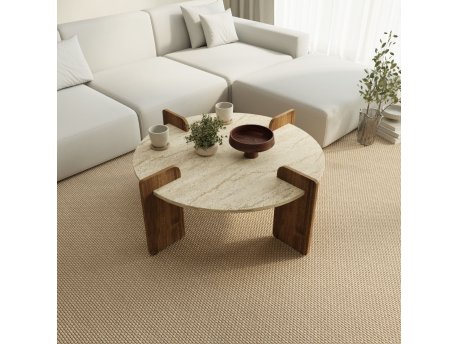 HANAH HOME Sto za dnevnu sobu Avoure Travertine Walnut