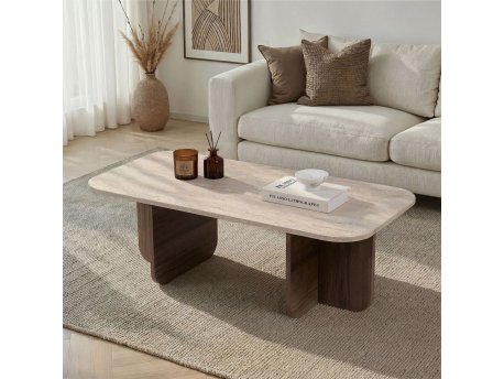 HANAH HOME Sto za dnevnu sobu Akira Travertine Venezia Walnut