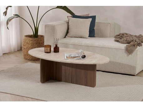 HANAH HOME Sto za dnevnu sobu Orba Travertine Venezia Walnut