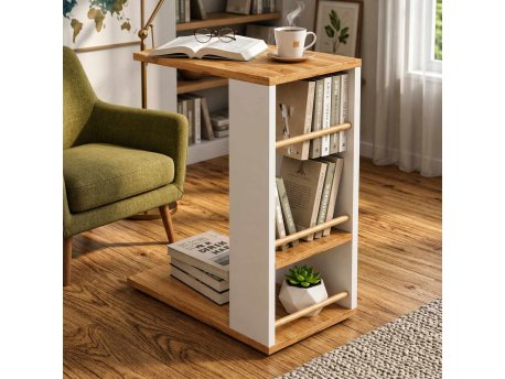 HANAH HOME Pomoćni stočić Pint 1 White Atlantic Pine