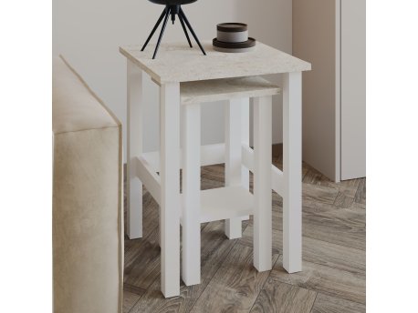 HANAH HOME Set stočića Gina 2 White Travertine