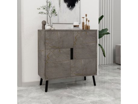 HANAH HOME Višenamenski ormar Darien Gordion Marble Black Wood