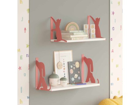 HANAH HOME Zidna polica Hunter Dog & Tiger Cat Pink