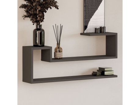 HANAH HOME Zidna polica Ravi Anthracite