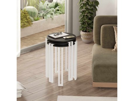 HANAH HOME Set 3 stočića Palma Black White