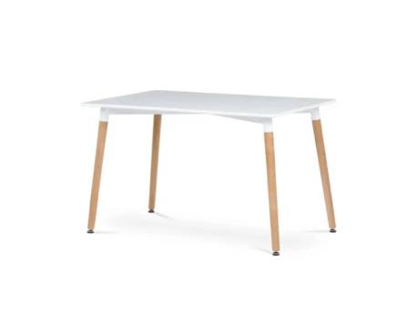 Lemon Planet Trpezarijski pravougaoni sto 120x80 cm sa drvenim nogarima beli Lemon 25-KS003