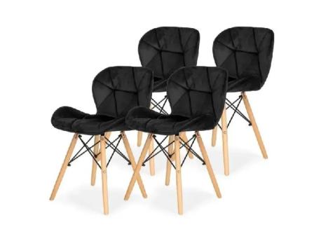 Lemon Planet Set trpezarijskih plišanih stolica 4 kom Freja crna Lemon 25-KS011SET