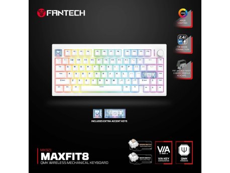 FANTECH Tastatura Mehanička Gaming MK921 Maxfit 8 Wireless white white switch