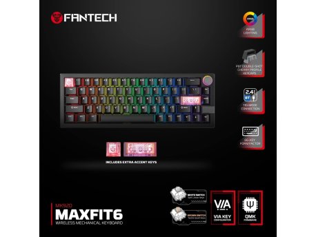 FANTECH Tastatura Mehanička Gaming MK920 RGB Maxfit 6 Wireless black (Brown switch)