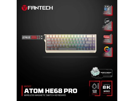 FANTECH Tastatura Wired Magnetic Gaming MK922 Atom HE68 Pro Retro bez (emerald switch)