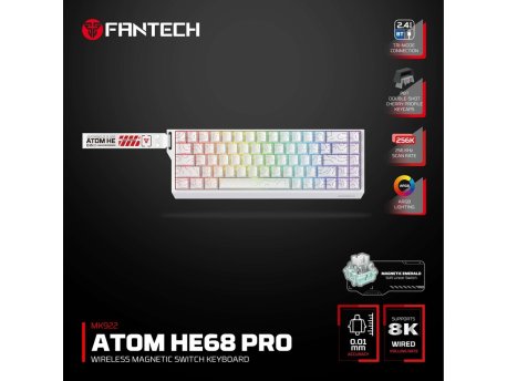 FANTECH Tastatura Wired Magnetic Gaming MK922 Atom HE68 Pro Topo bela (emerald switch)
