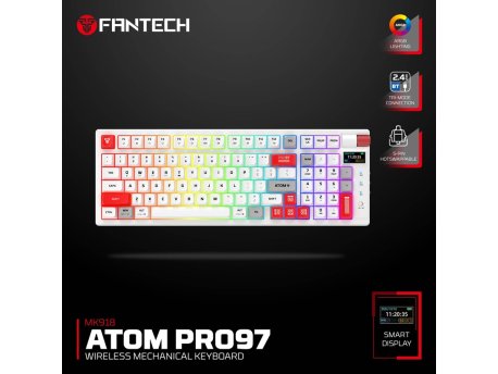 FANTECH Tastatura Mehanicka Gaming MK918 RGB Atom PRO97 Wireless bela (Blue switch)