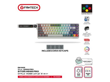 FANTECH Tastatura Wired Magnetic Gaming MK922 Atom HE68 Pro Super Maxfit siva (emerald switch)