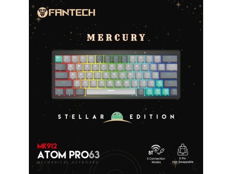 FANTECH MK912 Atom PRO63 RGB blue switch gejmerska bežična mehanička tastatura siva