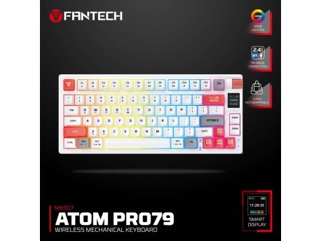 FANTECH Tastatura Mehanička Gaming MK917 RGB Atom PRO79 Wireless bela (Red switch)