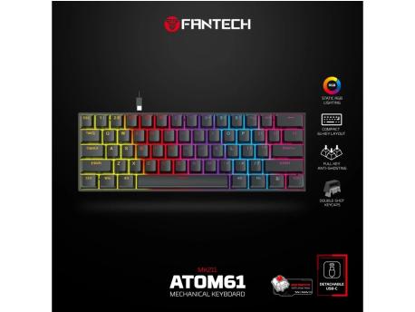 FANTECH Tastatura Mehanička Gaming MK211 RGB Atom61 crna (red switch)