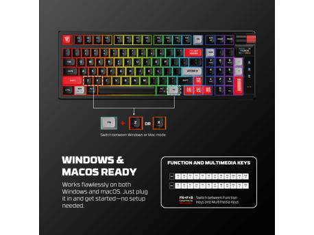 FANTECH Tastatura Mehanička Gaming MK918 RGB Atom PRO97 Wireless crna (Red switch)