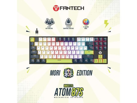 FANTECH Tastatura Mehanička Gaming MK877S RGB Atom 87S Mori bela (rosie switch)