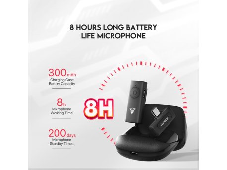 FANTECH Mikrofon Wireless Lavalier Leviosa Air WMV11C (Single Mic) Type C crni