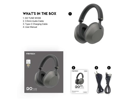 FANTECH Bluetooth slušalice GO Tune WH06 tamno sive