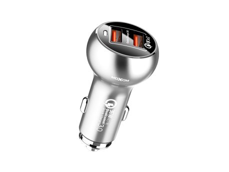 MOXOM KC-13 2xUSB QC3.0 36W Lightning Auto punjač sivi
