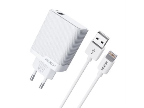 MOXOM MX-HC292 USB A na lightning 18W punjač beli
