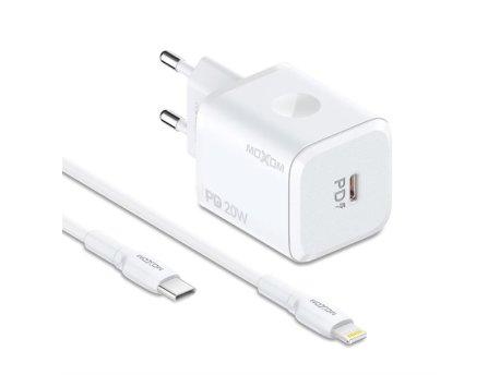 MOXOM MX-HC164 PD 20W Type-C na Lightning punjač beli