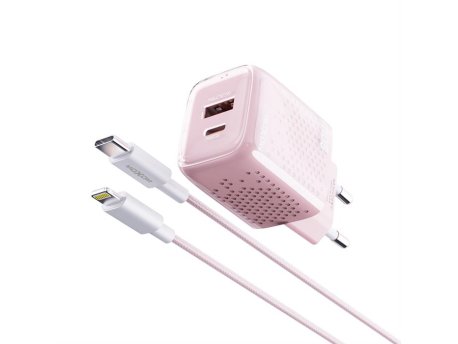 MOXOM MX-HC206 18W Fast PD 20W Type C na lightning punjač pink