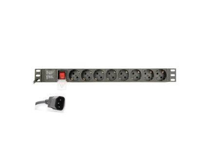 GEMBIRD EG-PDU-014-C14 C14 Produzni kabl sa zastitom 8 uticnica 10A, PDU 1U 3M
