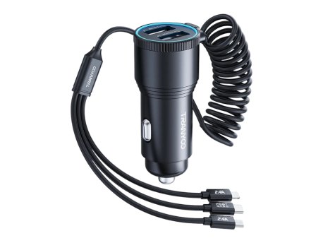 TRANYOO T-C23 Auto punjač 2x USB, 3/1 kabl, 30W