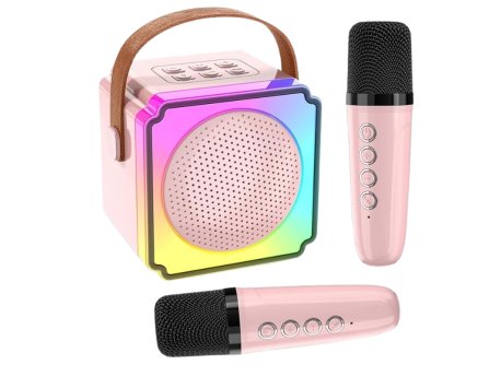 N/A Karaoke Bluetooth zvučnik sa 2 mikrofona P8, roze