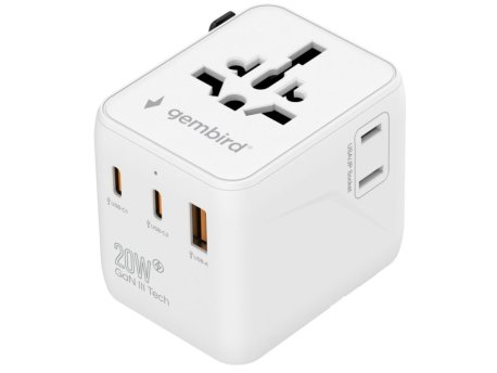 GEMBIRD GEMBIRD Travel adapter TPA-1A2C20-01-W Gembird Univerzalni 20W