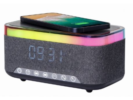 GEMBIRD GEMBIRD DAC-SPKBT-QC15-BK Gembird Digitalni sat+alarm sa bezicnim punjenjem telefona 15W i zvucnikom, FM, BT