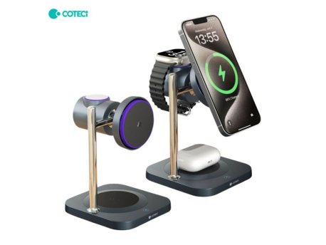 3G Coteci Wireless punjac BS-025 3u1 za mobilni telefon/slusalice/pametni sat crni