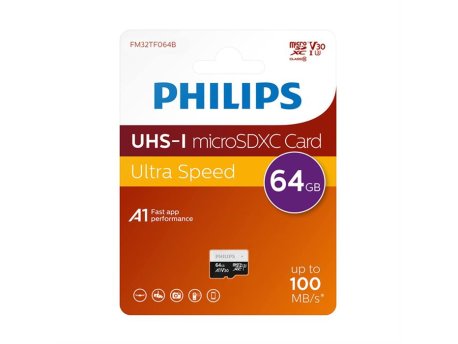 PHILIPS Micro SD 64GB V30 ULTRA SPEED (FM32TF064B/93) Memorijska kartica