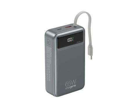 GEMBIRD PB20-PD65-LCD-01 Powerbank od 65W za brzo punjenje sa integrisanim kablovima, 20000 mAh