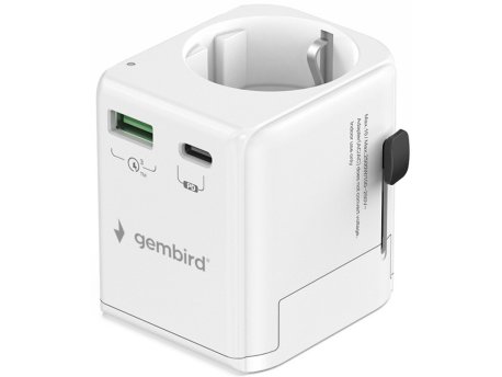 GEMBIRD Travel adapter TPA-EU1A1C20-01-W Univerzalni, sa uzemljenjem 20W
