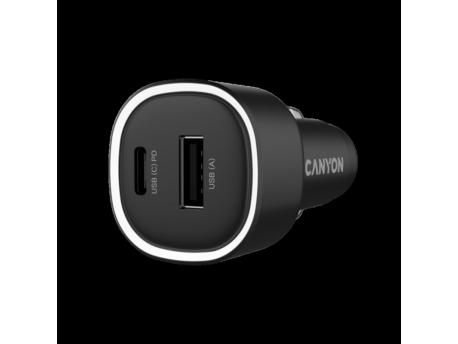 CANYON Car charger OnDrive 85 PD 85W USB-A+USB-C Black