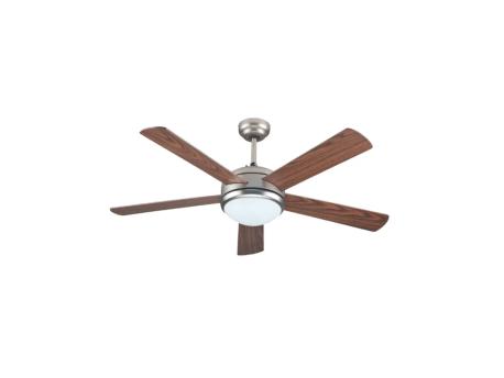 EUROLAMP Plafonski ventilator sa svetlom E27 i daljinskim upravljačem, 132 cm, 70W, nikl-braon