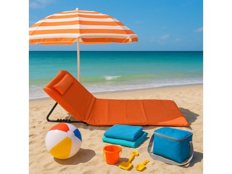 Lemon Planet Ležaljka sklopiva za plažu 140x39cm narandžasta LP-722000N