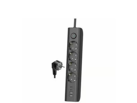 ELCO Produžni kabl sa prekidačem Elco 4 utičnice/2 USB-A/2 USB-C 2m Crni 3680W