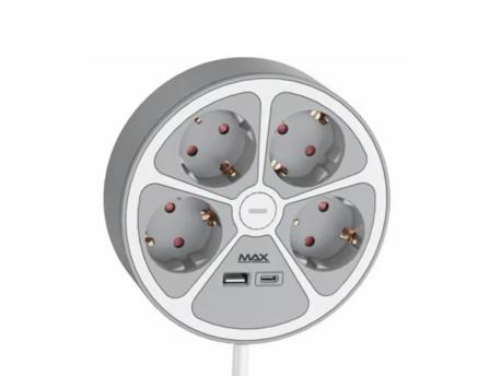 MAX Produžni kabl sa prenaponskom zaštitom sa 4 utičnice MAX MPS-04UG-3M/3m/USB portovi