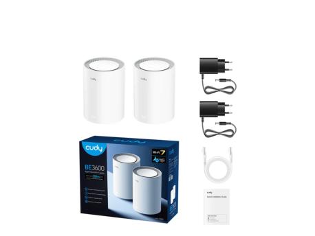 CUDY Whole Home Wi-Fi 7 Mesh System M3600/BE3600 Dual Band(2-Pack)
