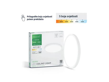 GREEN TECH TECH LED PLAFONJERA 24W 3000K-3500K-4000K-5000K-6500K FI40cm 5CCT BELA
