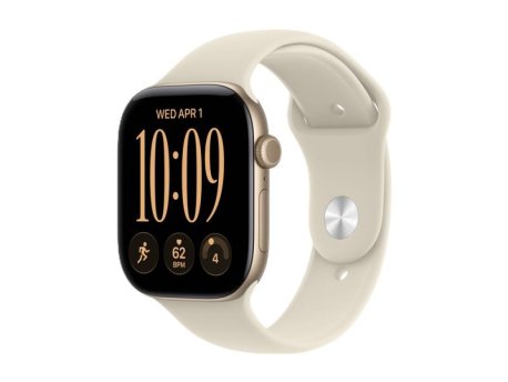 APPLE Watch Series 12 GPS 46mm Light Gold Aluminium Case with Sand Sport Band - S/M (MJEN4WF/A)