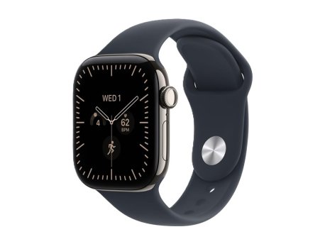 APPLE Watch Series 12 GPS + Cellular 42mm Natural Titanium Case with Navy Blue Sport Band - S/M (MJGF4WF/A)