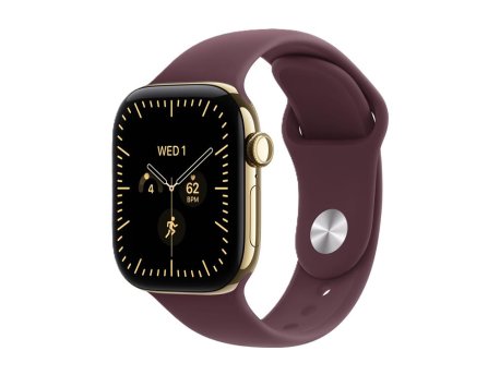 APPLE Watch Series 12 GPS + Cellular 42mm Radiant Gold Titanium Case with Burgundy Sport Band - S/M (MJGJ4WF/A)