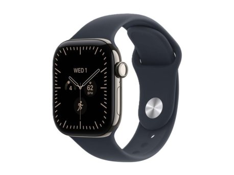 APPLE Watch Series 12 GPS + Cellular 46mm Natural Titanium Case with Navy Blue Sport Band - S/M (MJGM4WF/A)