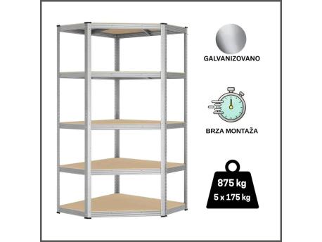EPRO Metalna montažna ugaona polica Standard 180x90x40cm metal-drvo 875kg (5x175kg)