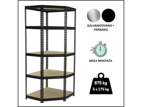 EPRO Metalna montažna ugaona polica Premium 180x70x30cm, metal-drvo, 875kg (5x175kg)